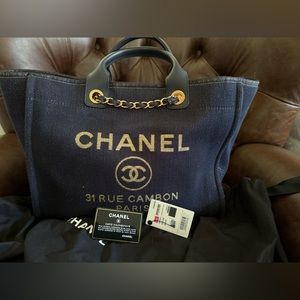 Authentic Chanel Large Deauville Tote Bag